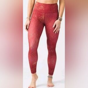 Zyia Active Red Stay Gold Light N Tight 7/8 Legging with Gold Flecks Size 12